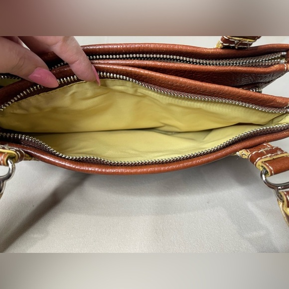 Cole Haan Village Hobo Bag Purse Brown Leather Silver Hardware Multi Compartment - Picture 10 of 10